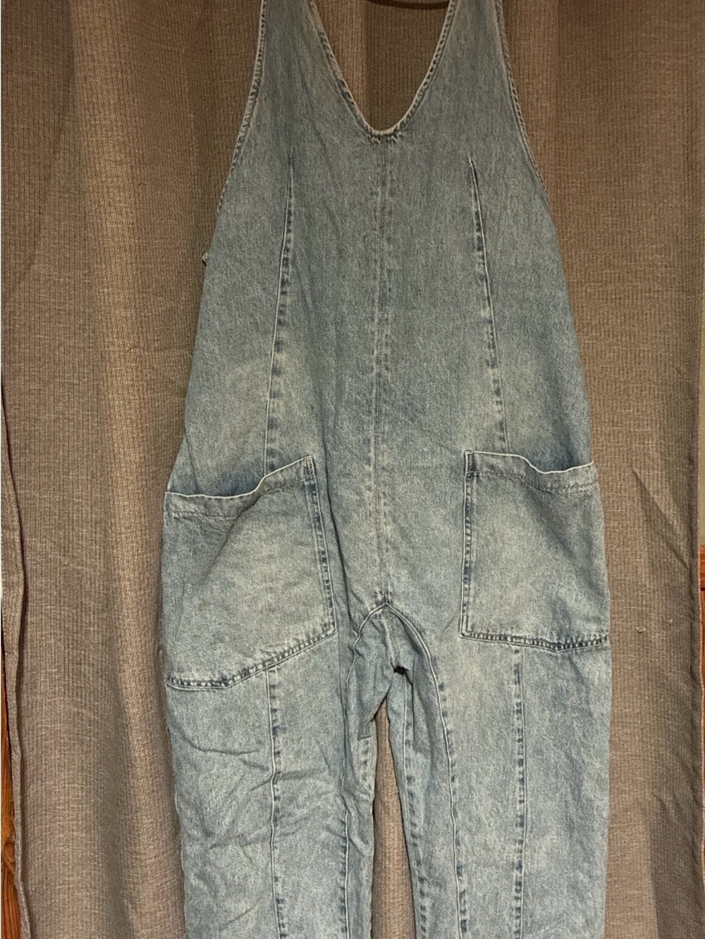 Free People Light Wash Denim Overalls Jumpsuit
